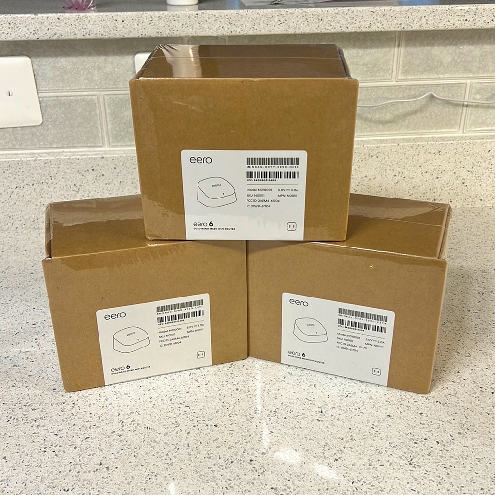 EERO 6 Dual-Band Mesh WiFi Router set of 3 BRAND NEW STILL IN WRAPPING